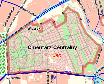 pooenie kwatery na mapie cmentarza