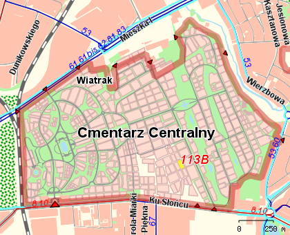 położenie kwatery na mapie cmentarza